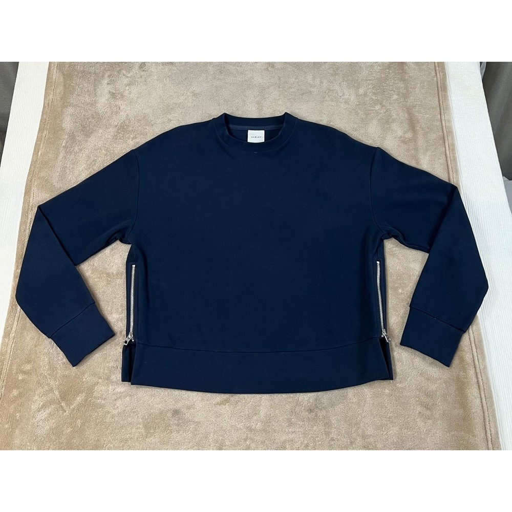 Varley Horton Side Zip Midlayer Pullover Women's S Blue Brushed Rib VAR01743